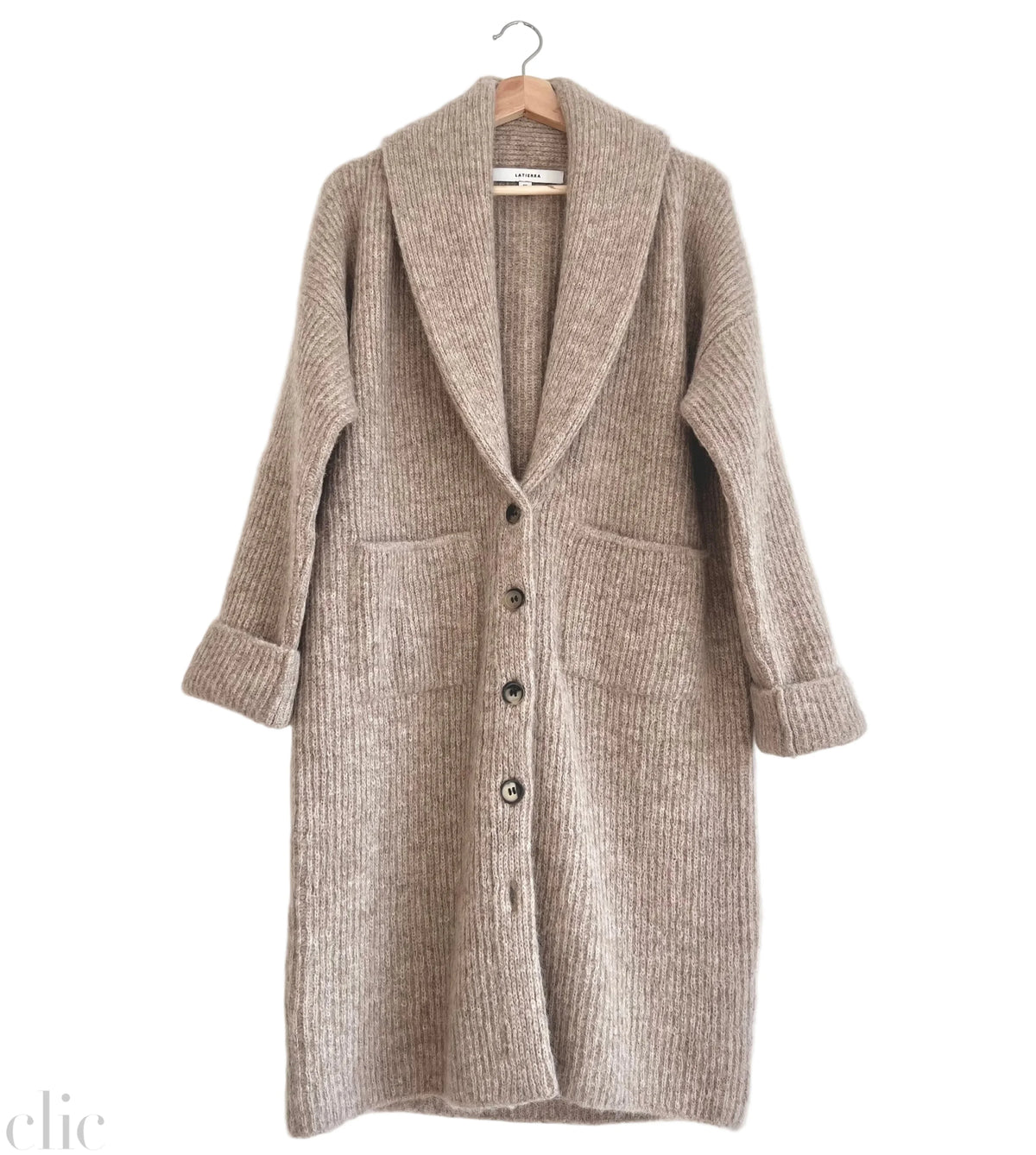 La Tierra Cardigan Coat in Oatmeal, from La Tierra