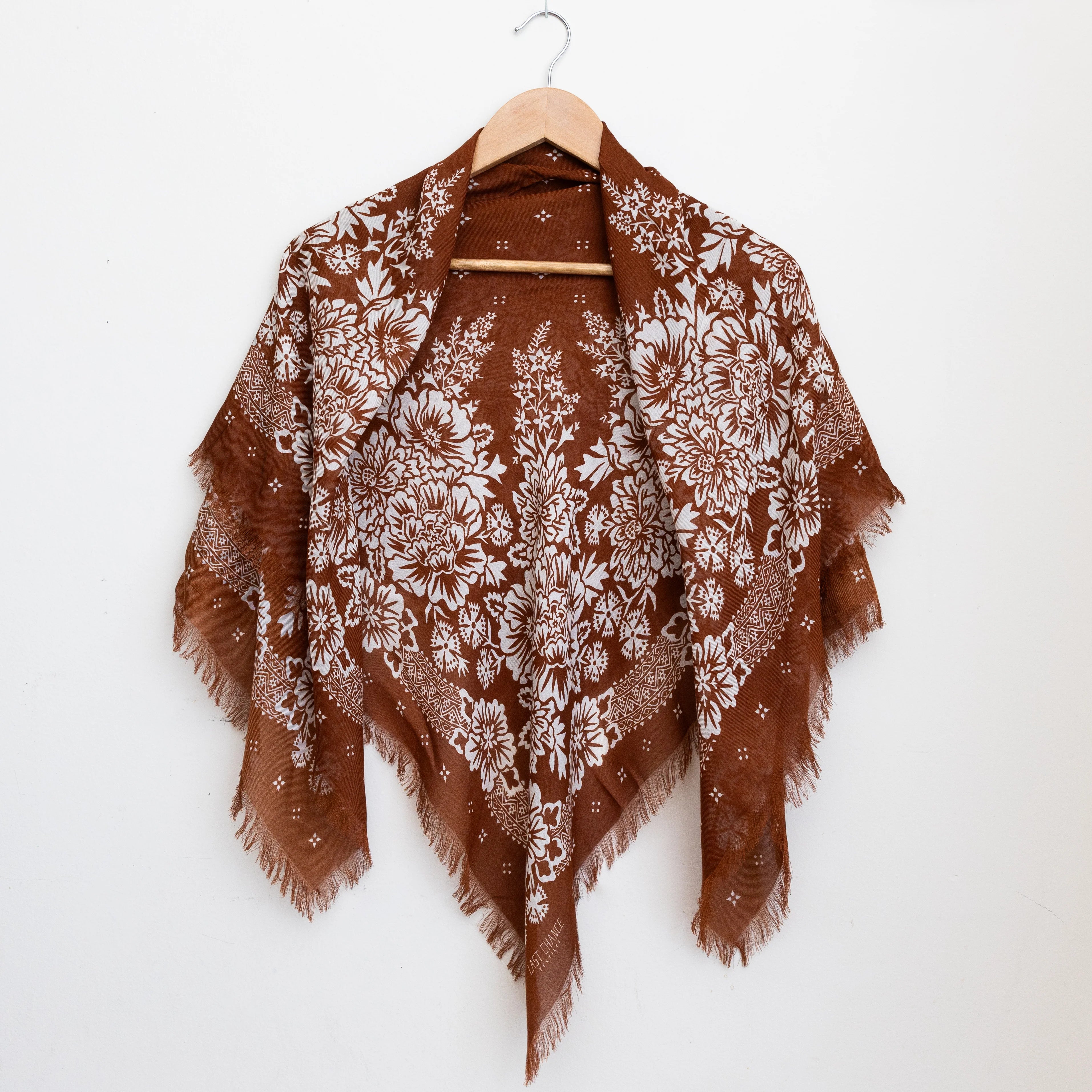 Oversize Fringe Bandana in Blossom in Cocoa, from Last Chance Textiles