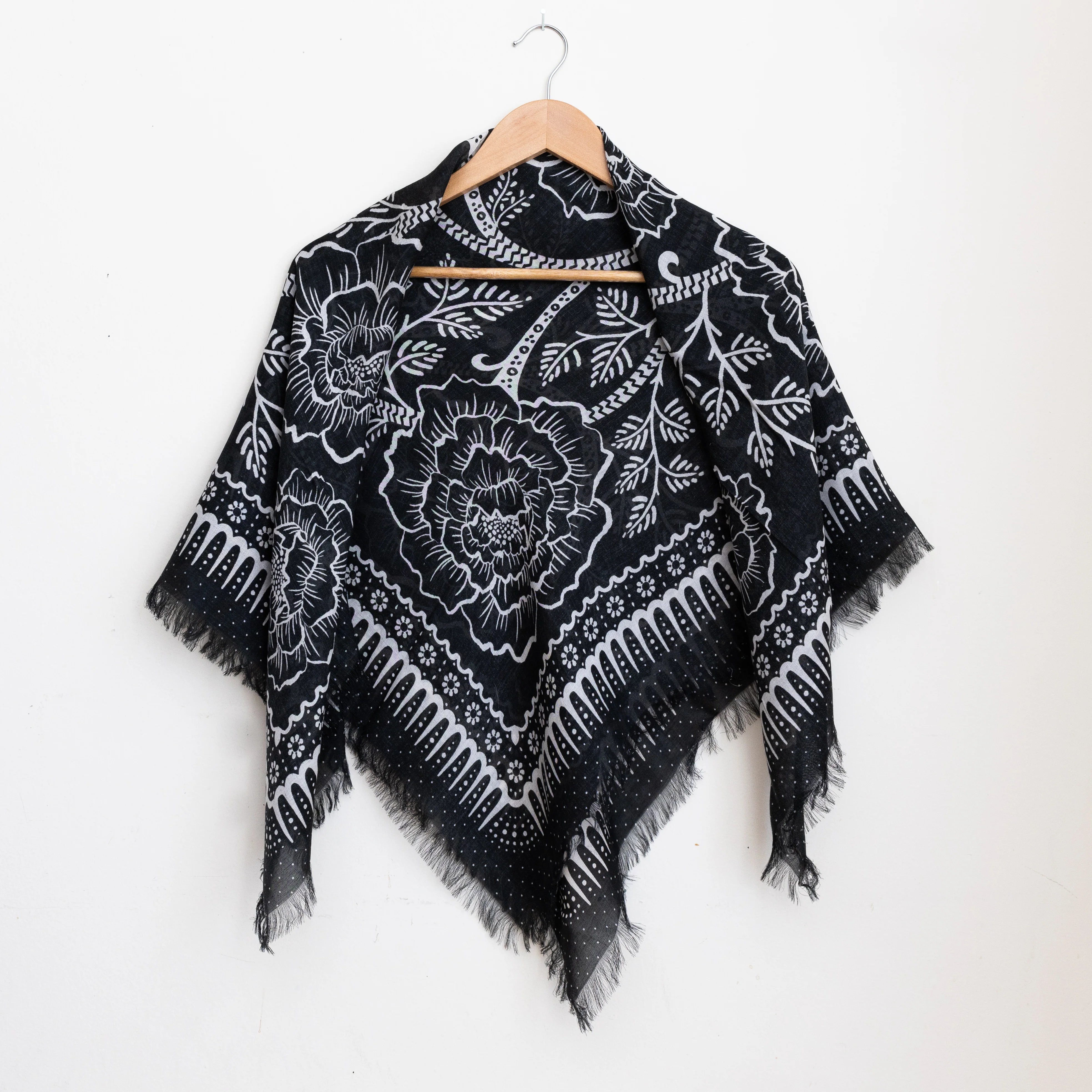 Oversize Fringe Bandana in Ramble in Black, from Last Chance Textiles