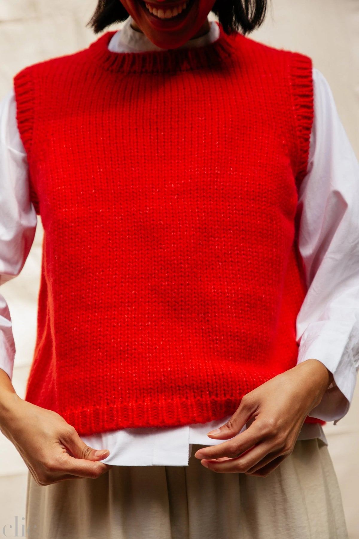 Sabine Sweater Vest in Habanero, from Nikki Chasin