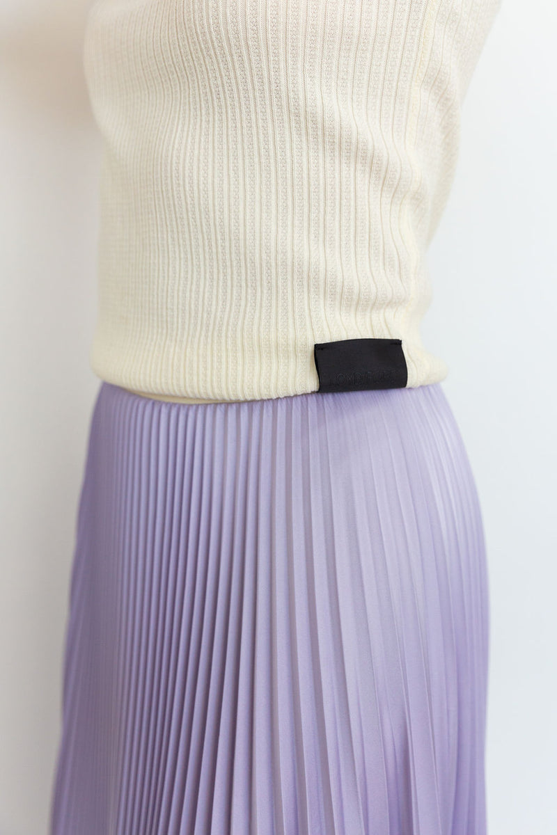 2601 Classic Satin Midi Skirt in Lilac, from Loyd Ford