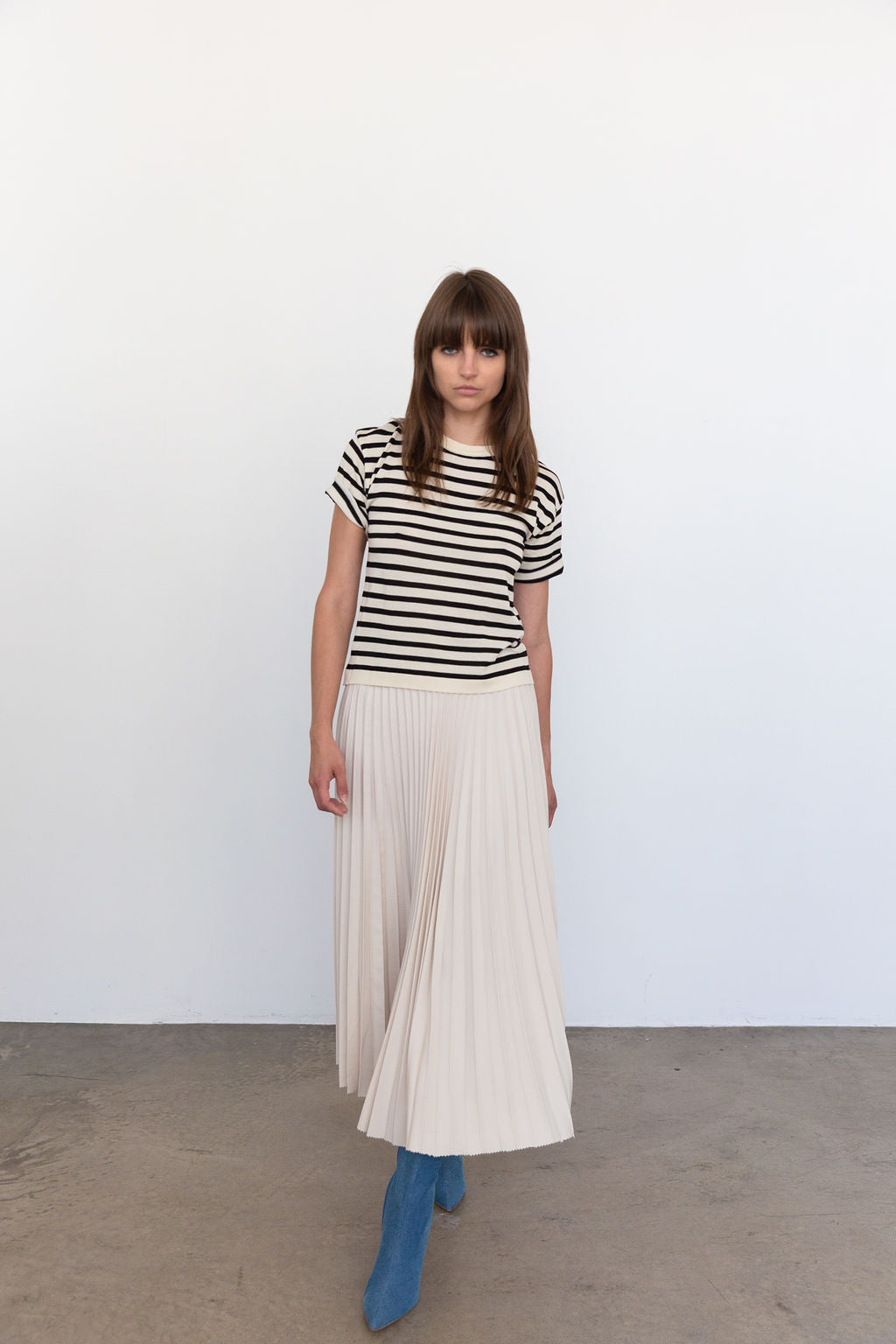 2607 Deluxe Denim Skirt in Khaki, from Loyd Ford