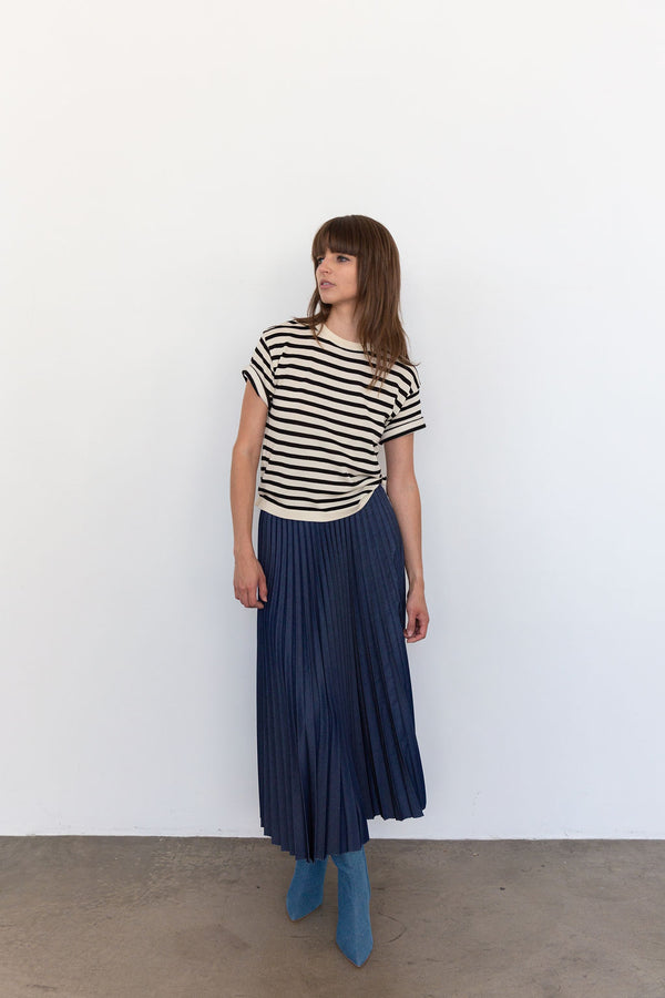 Deluxe Denim Skirt in Indigo, from Loyd Ford