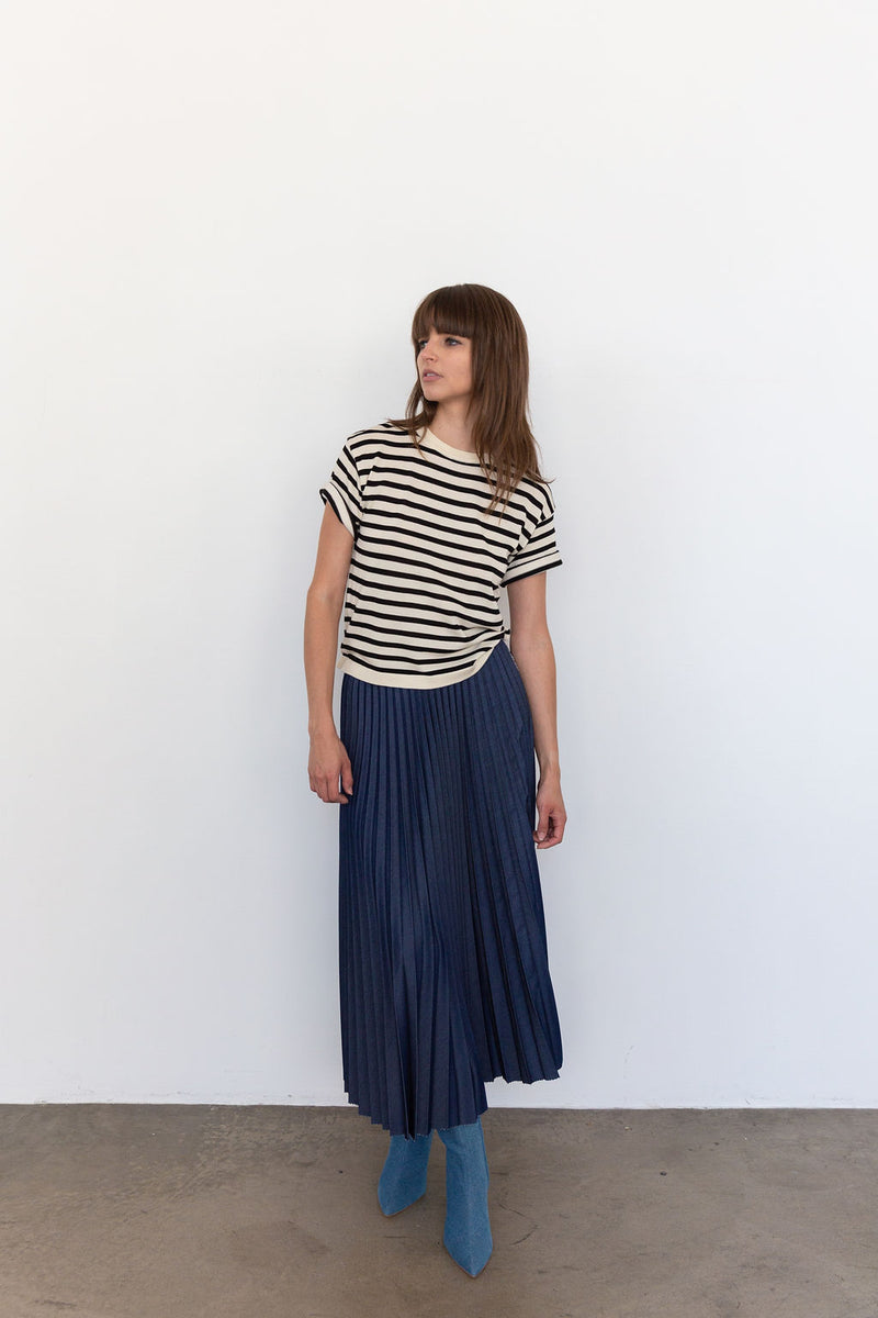 Deluxe Denim Skirt in Indigo, from Loyd Ford