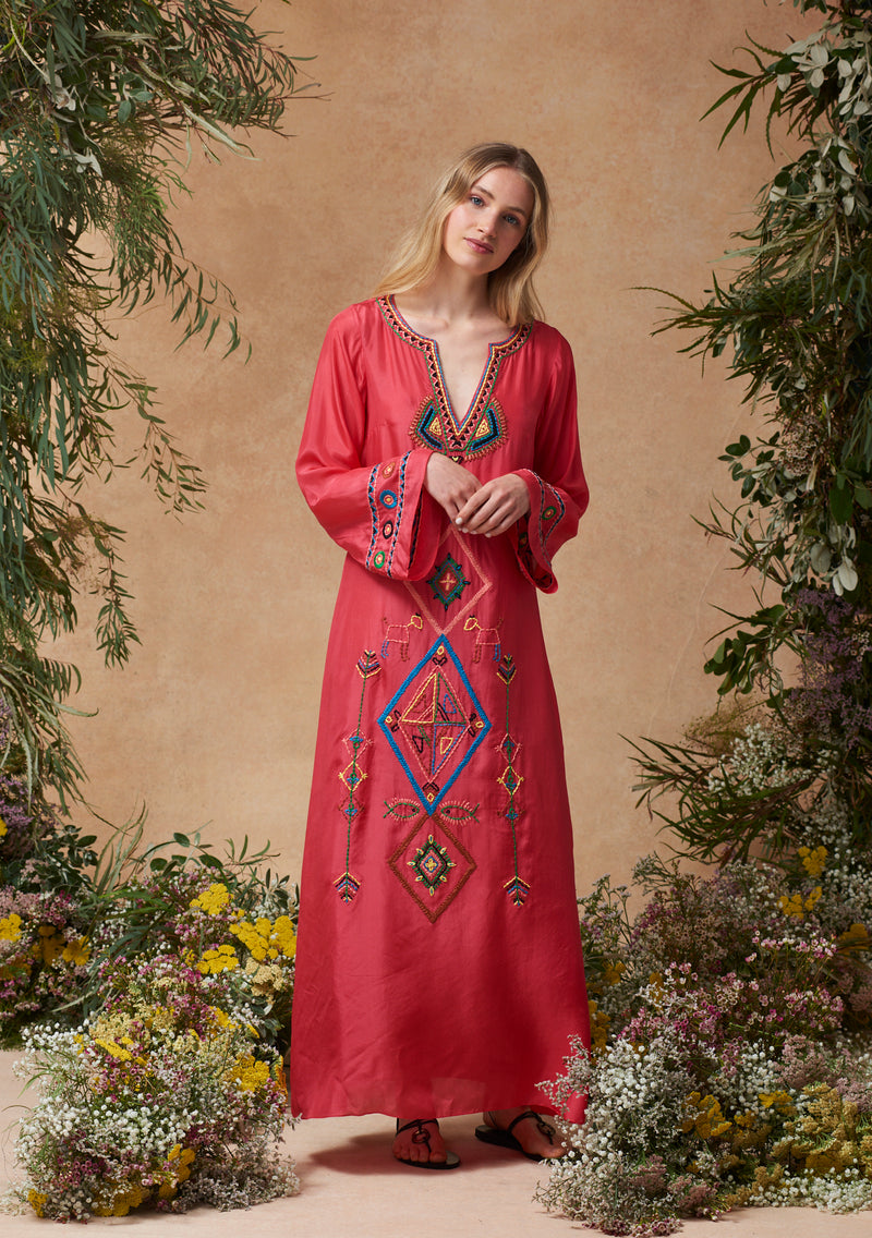 India Kaftan in Coral, from Muzungu Sisters