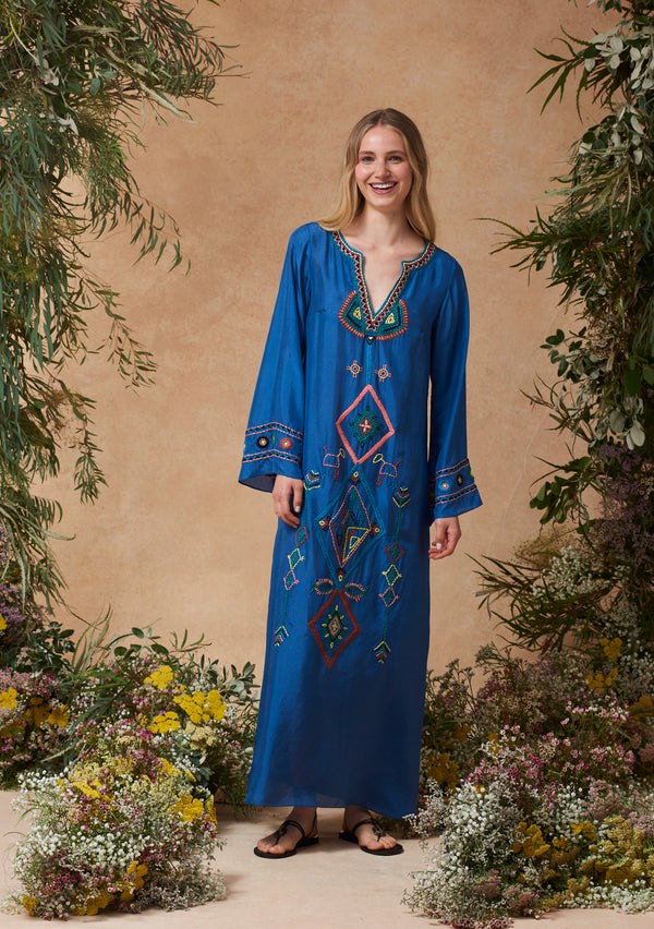 India Kaftan in Navy, from Muzungu Sisters