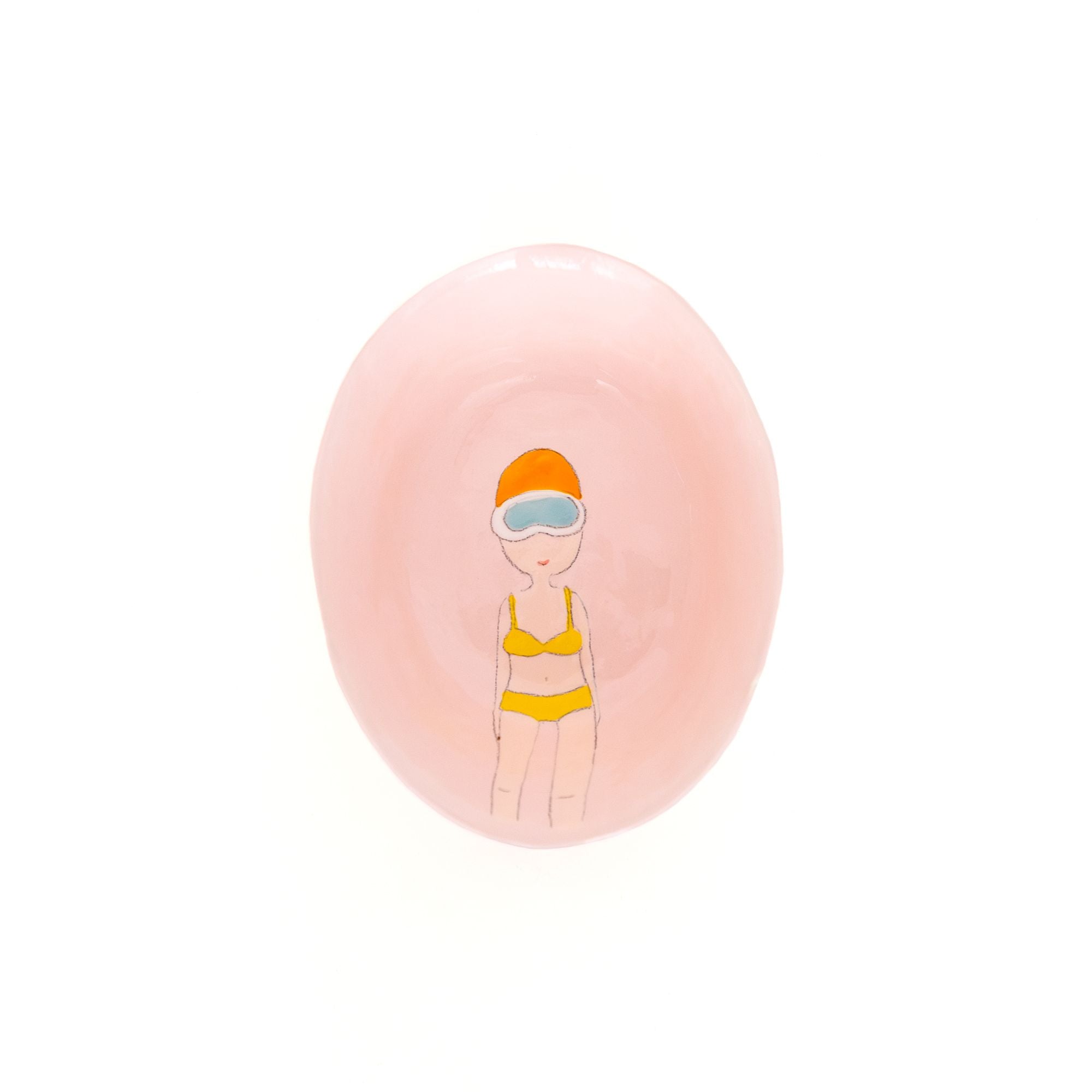 Small Swimmer Oval dish in Pink, from Gemma Orkin Ceramics