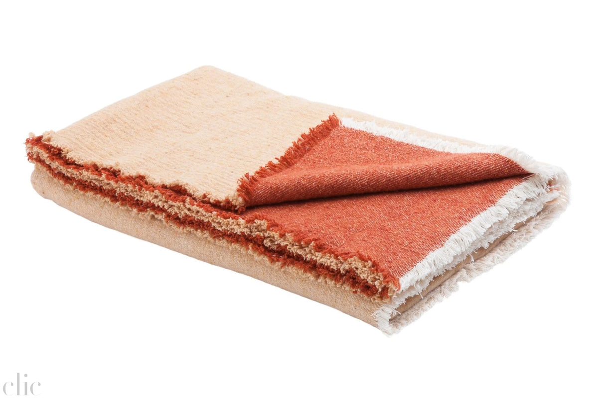 Virgin Wool and Cotton Throw in Henne and Melon, from Maison de Vacances