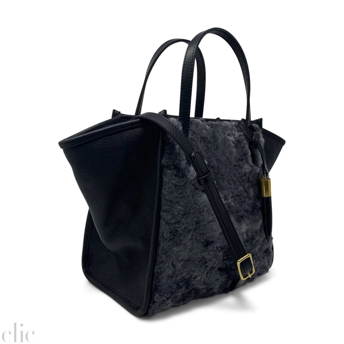 Stone Shearling Mini Tote in Stone, from Kempton & Co.