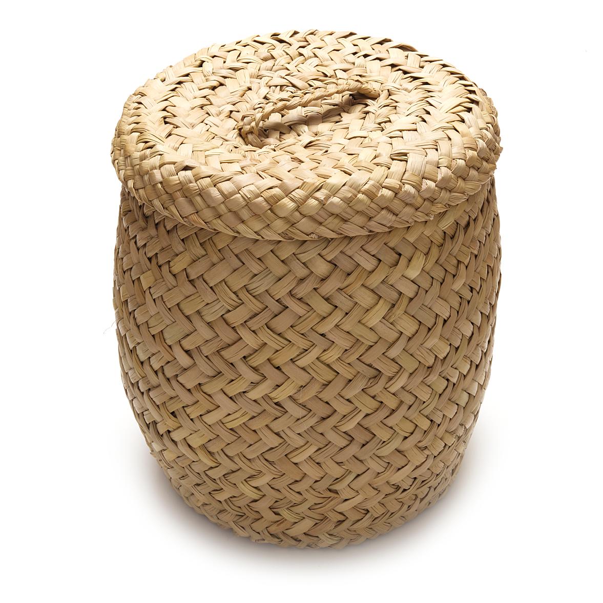 Paracas Lidded Basket in Natural, from Intiearth