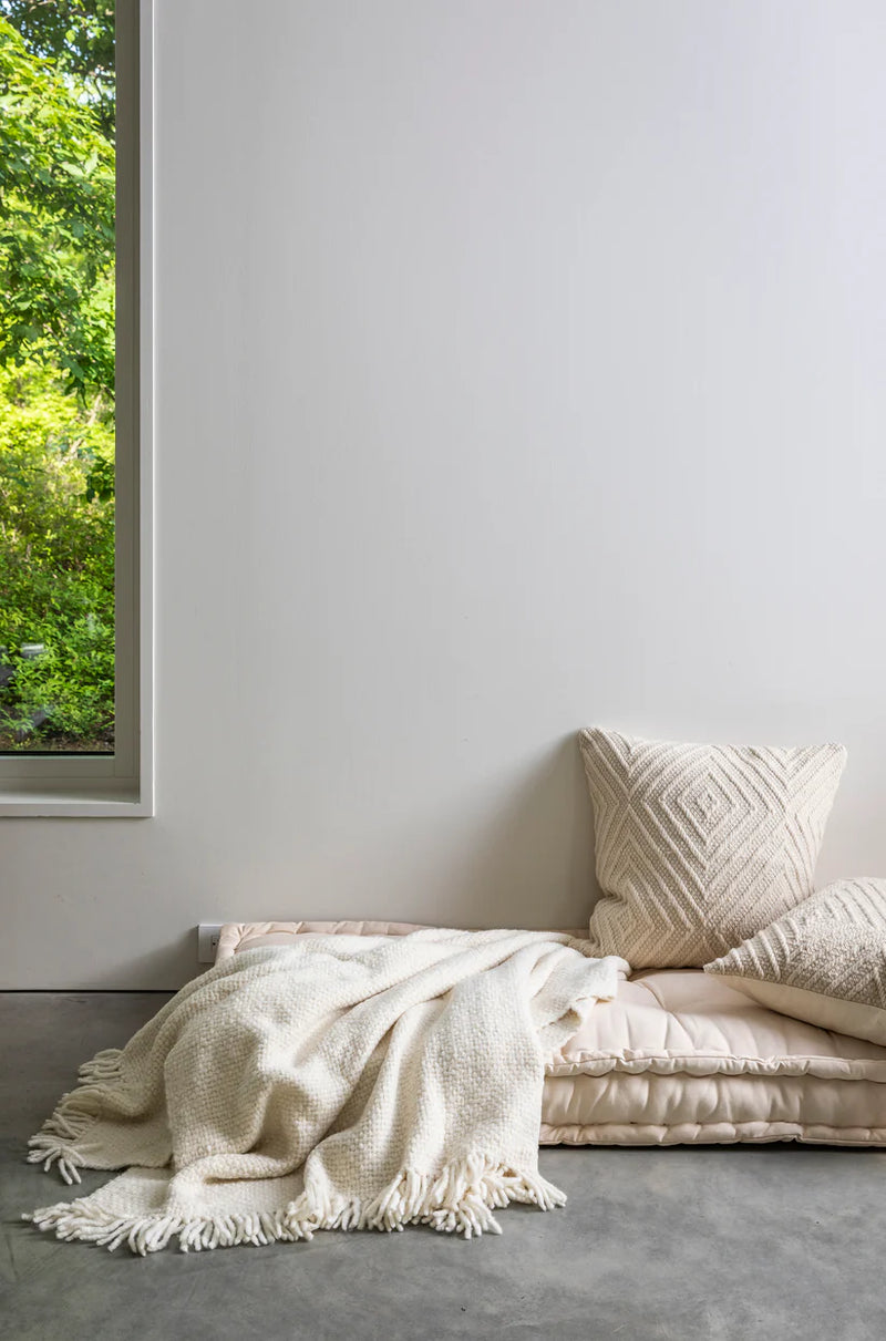 Hand Loomed Throw in Ecru, from Intiearth