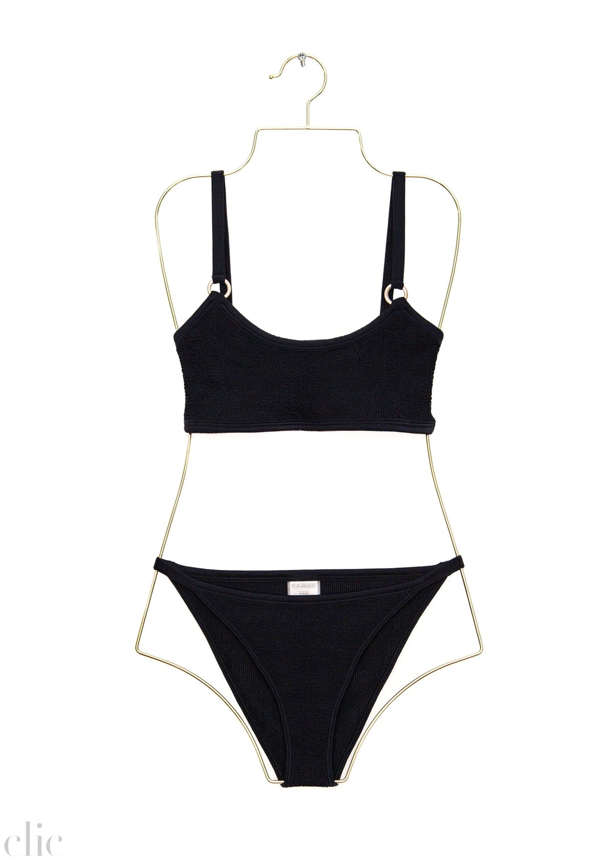 Iris Bikini With Gold Hoops in Black, from Hunza G