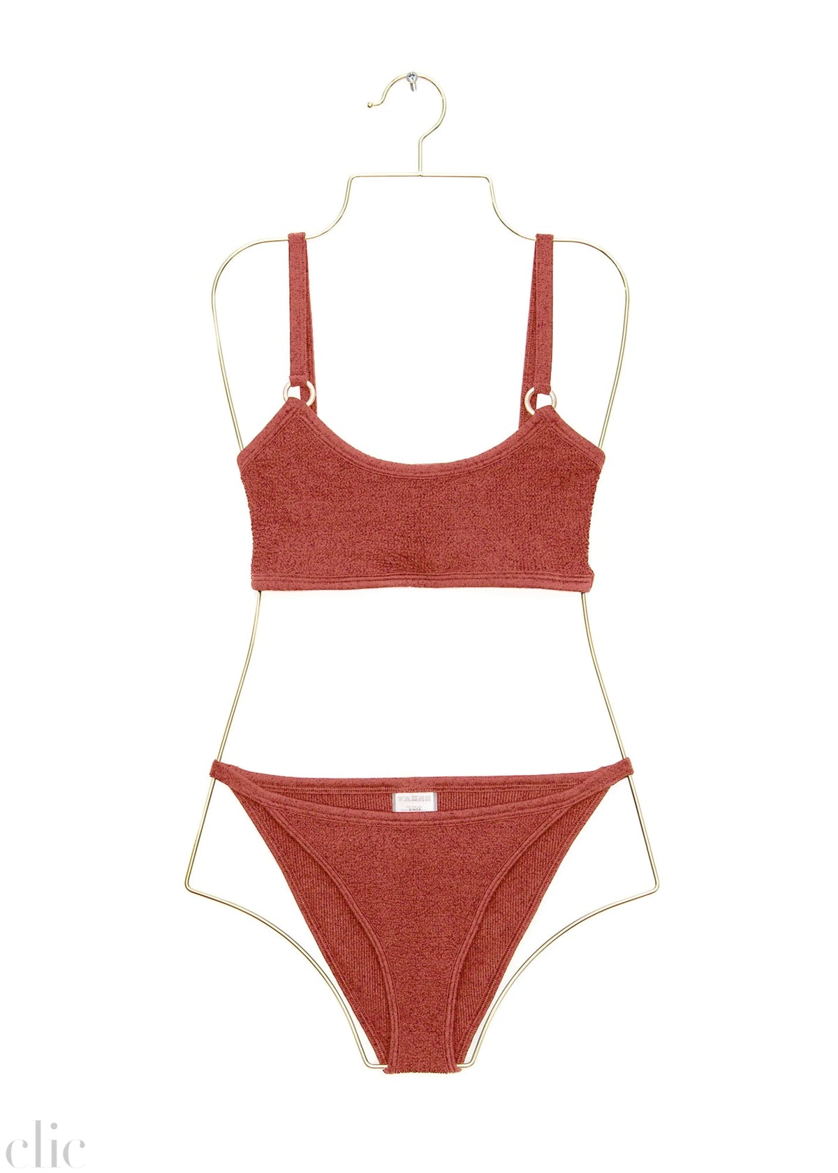 Iris Bikini with Gold Hoops in Metallic Rosewood, from Hunza G