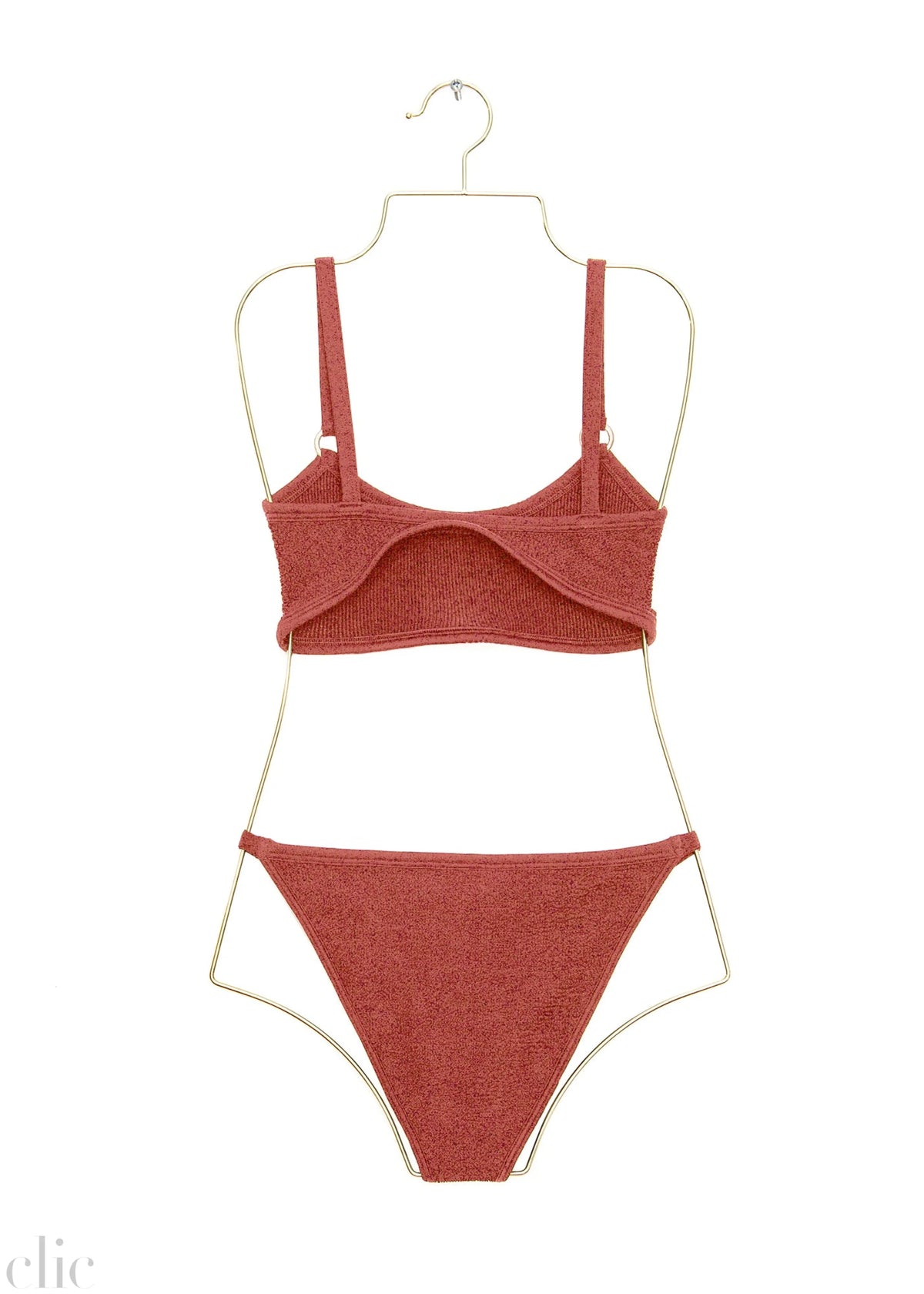 Iris Bikini with Gold Hoops in Metallic Rosewood, from Hunza G