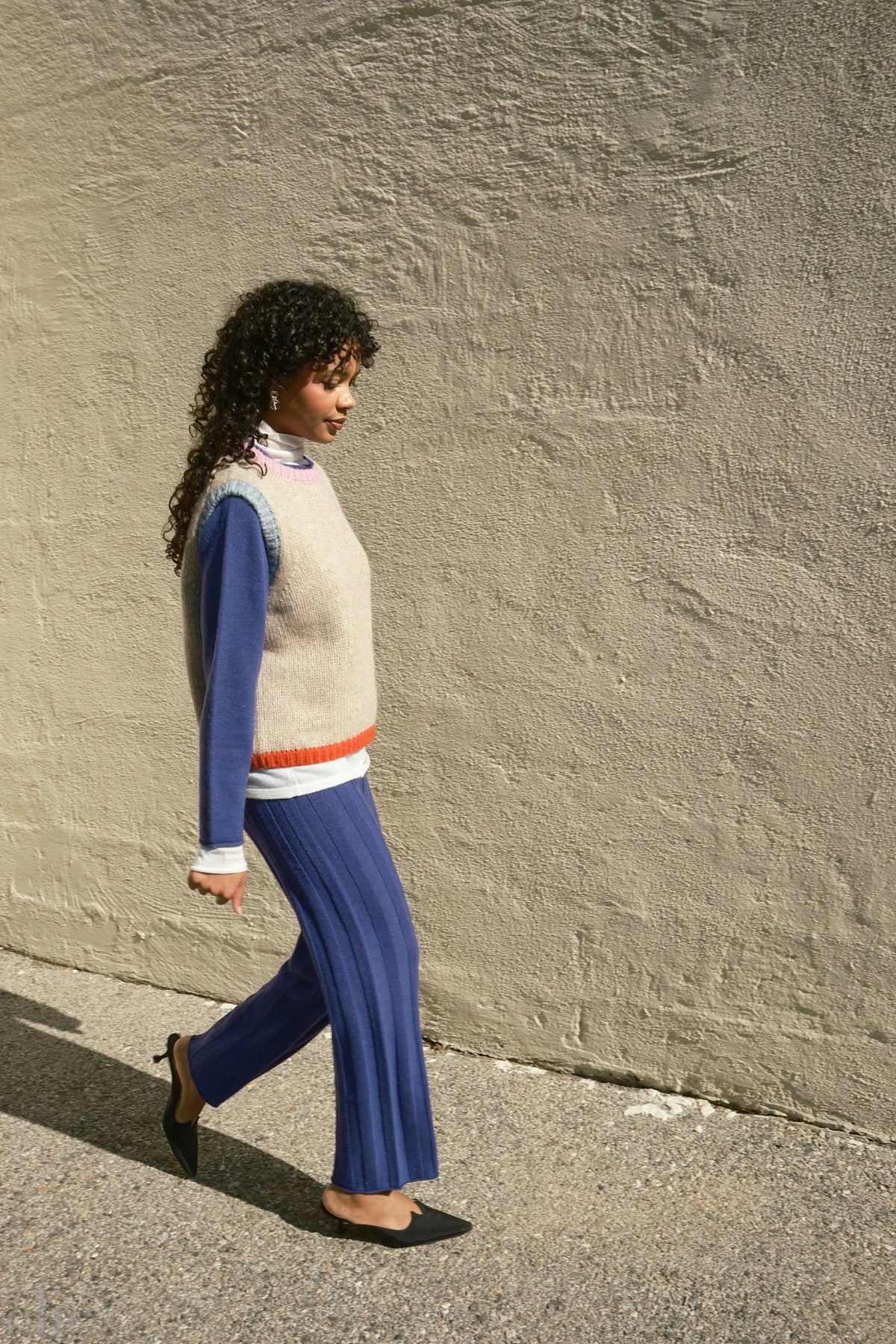 Sabine Sweater Vest in Oatmeal Colorblock, from Nikki Chasin