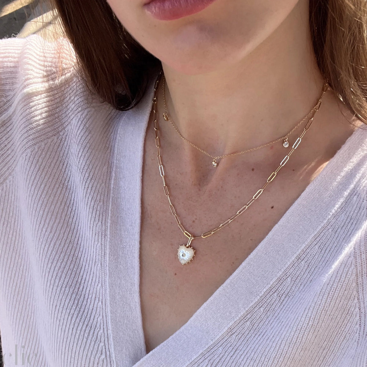 Isabel Heart Necklace in Mother Of Pearl, from Thatch