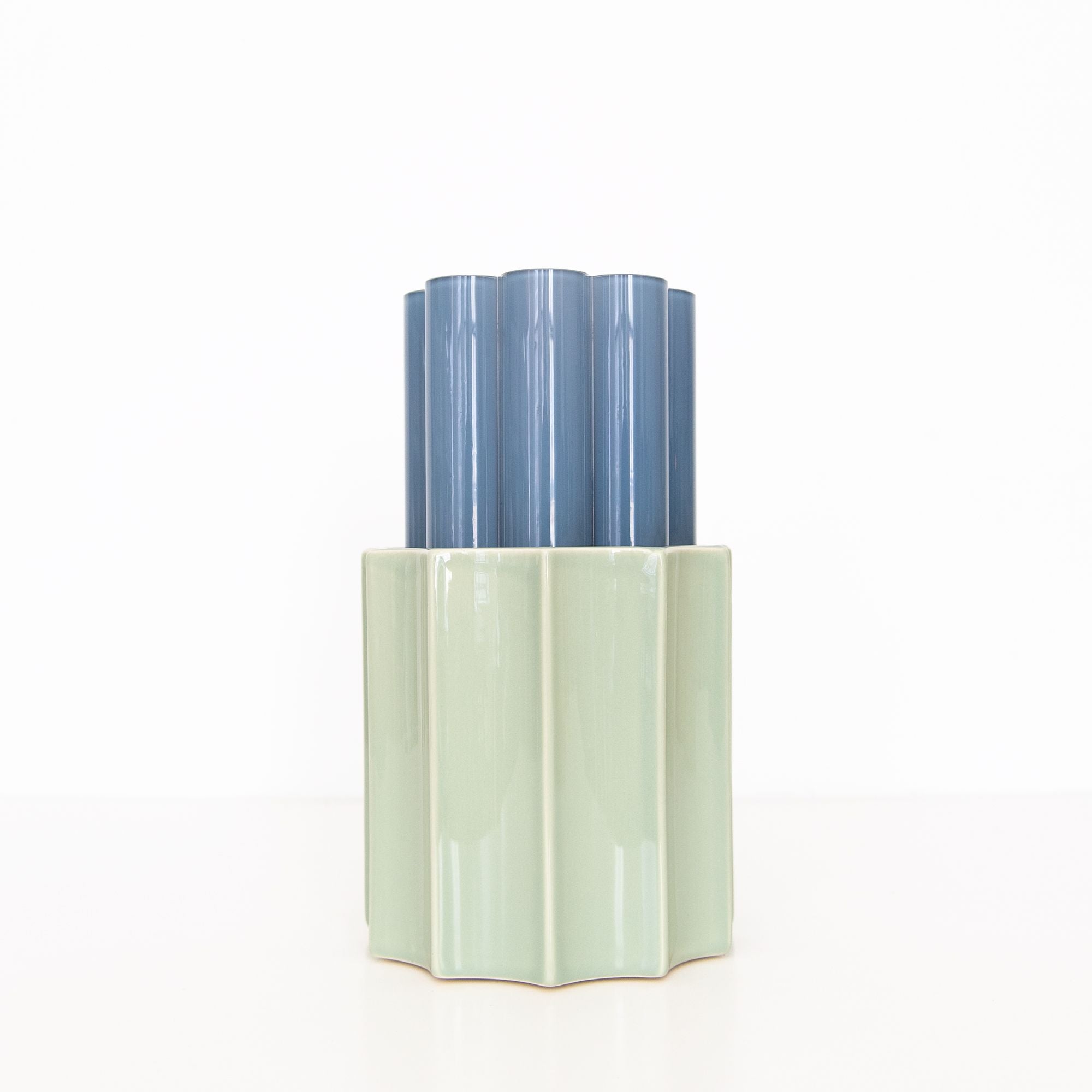 Duetto Vase in Storm Blue and Almond Green, from The Socialite Family