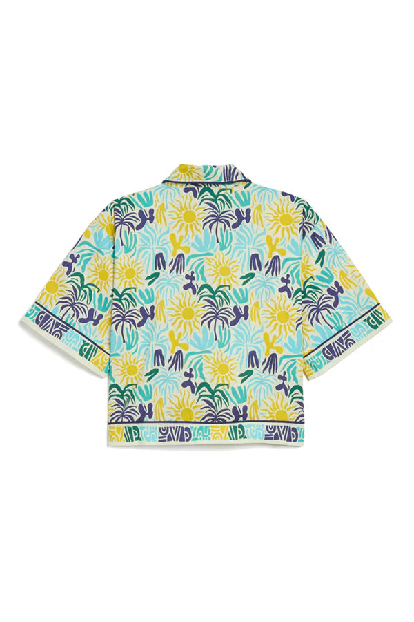Cotton Printed Camp Shirt in Blue, from Jocelyn