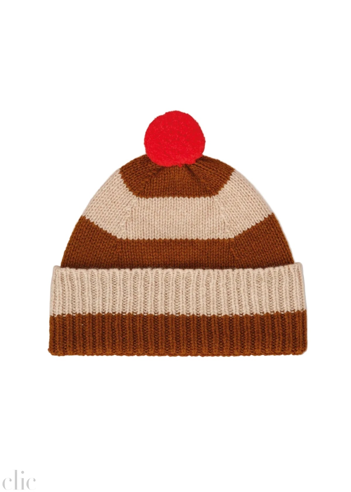 Stripe Pompom Hat in Cumin and Oatmeal, from Jo Gordon