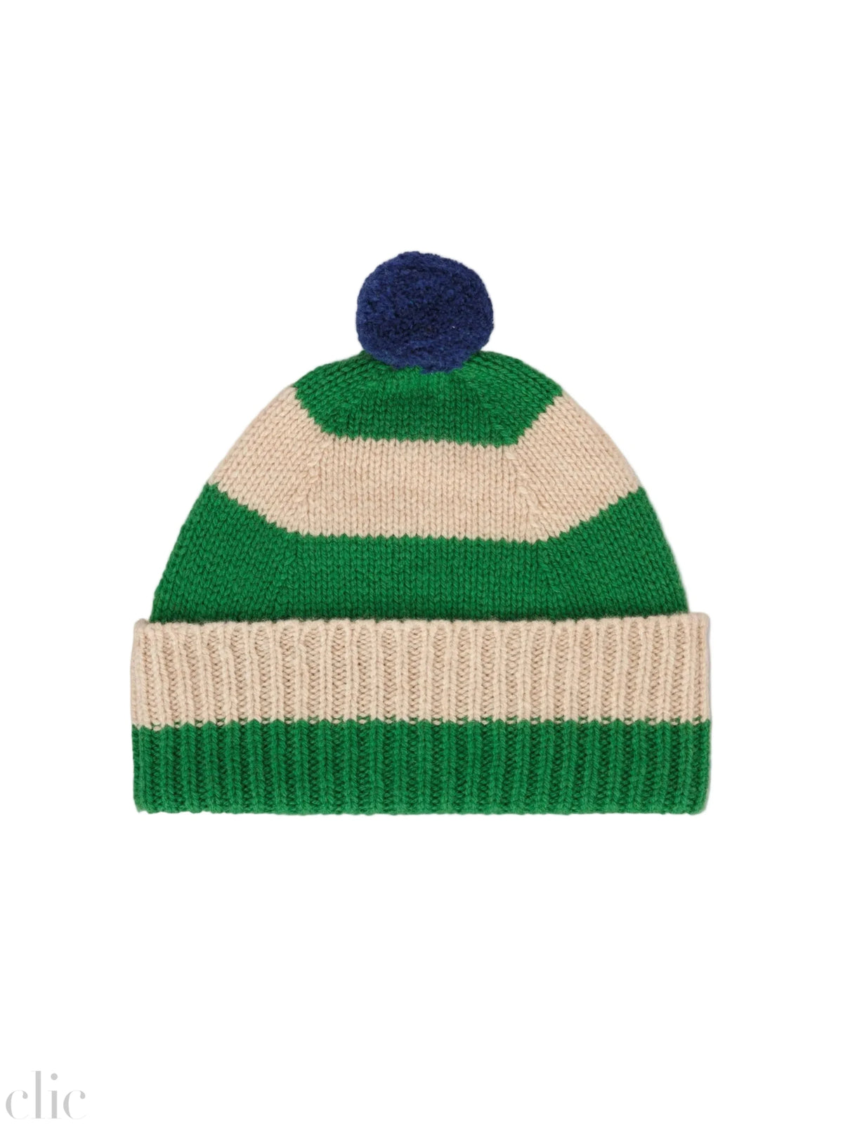 Stripe Pompom Hat in Pagoda and Oatmeal, from Jo Gordon