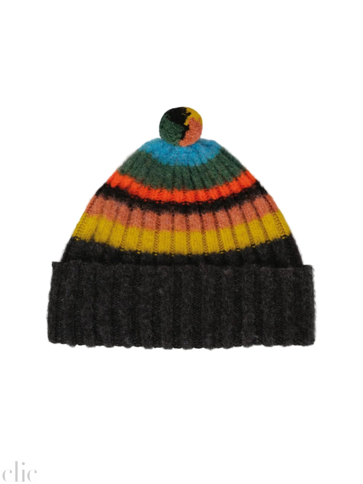 Brushed Multicolour Pompom Hat in Black, from Jo Gordon