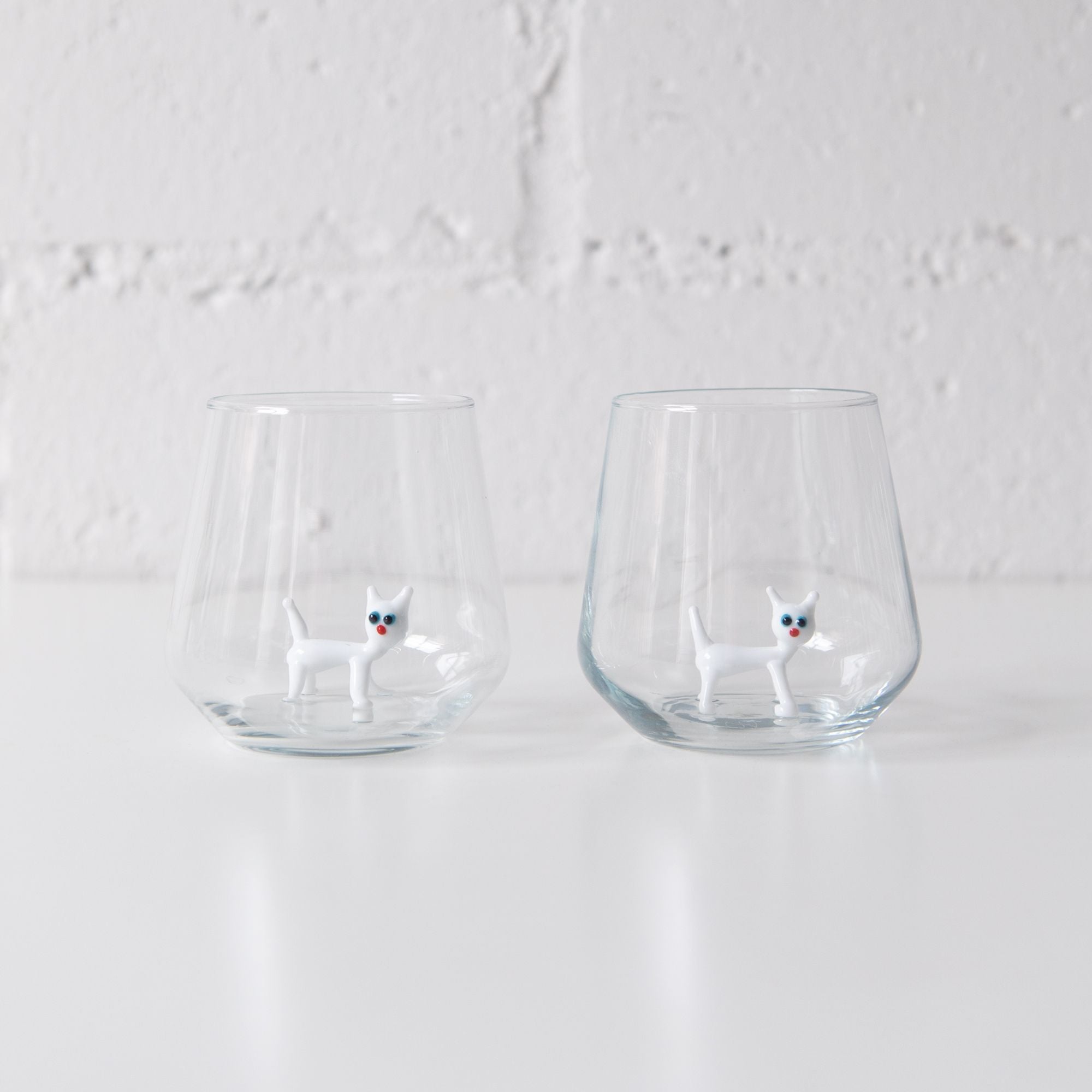 White Cat Drinking Glass, from Minizoo