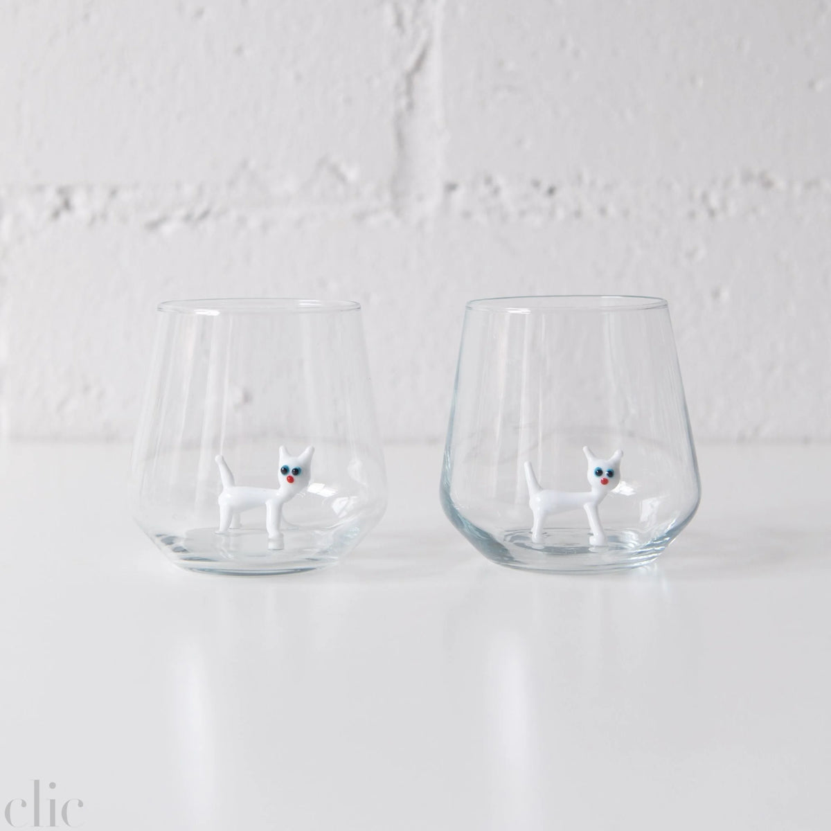 White Cat Drinking Glass