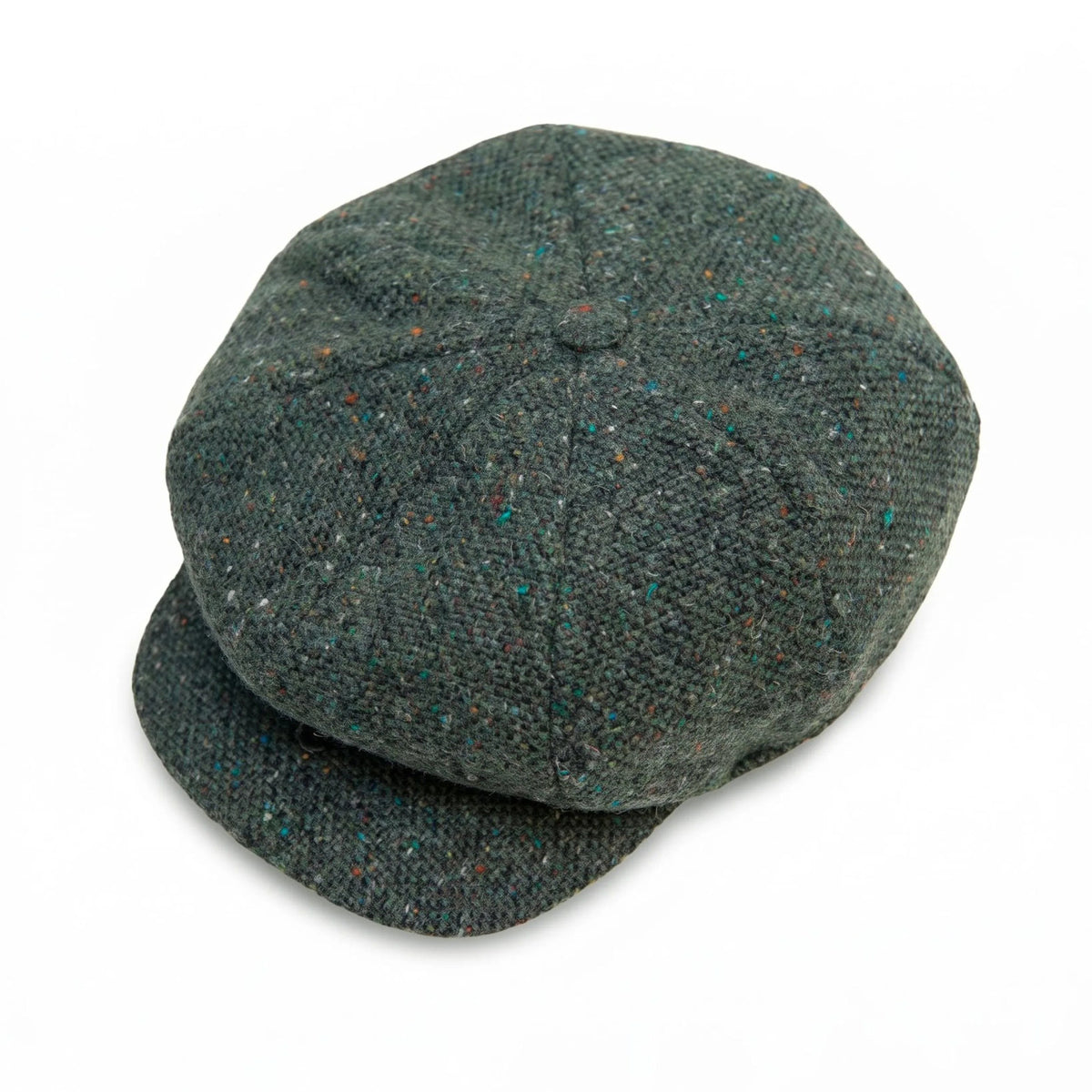 JP Tweed Cap in Dark Green Fleck Salt and Pepper, from Hanna Hats