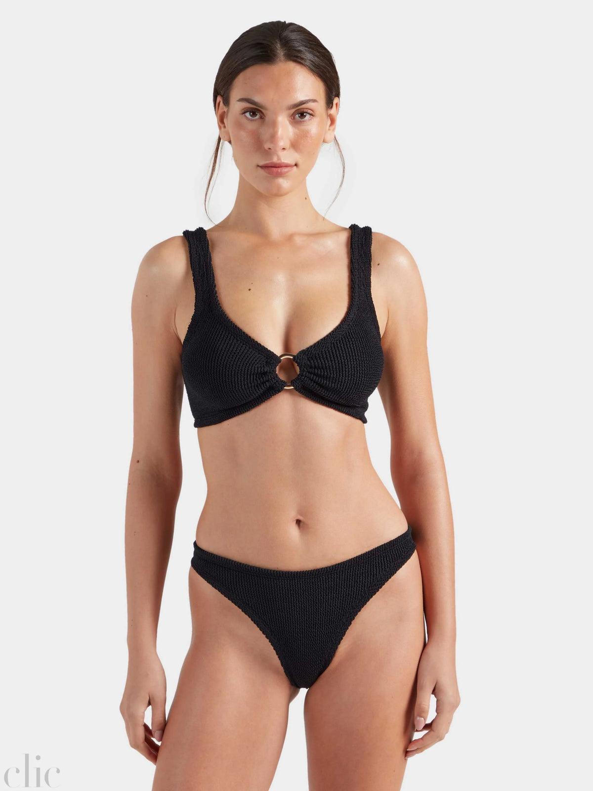 Julia Bikini With Gold Hoop in Black, from Hunza G