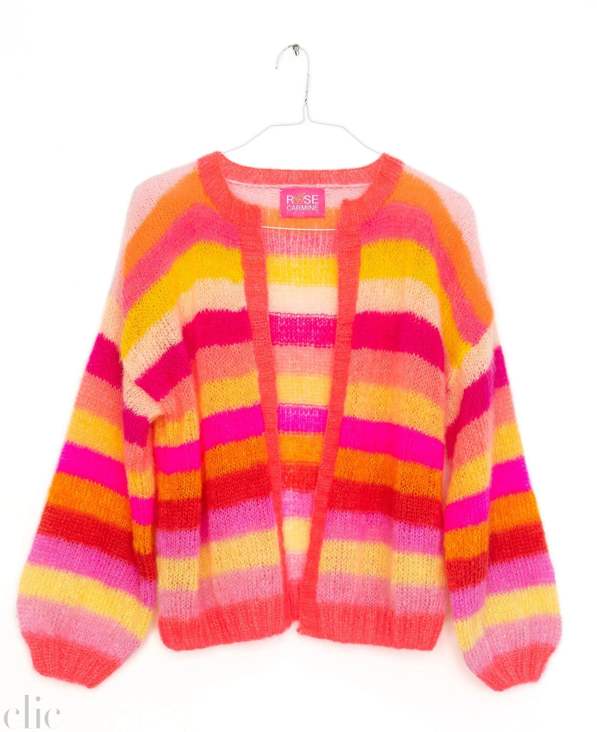 Multistripes Cardigan in Pink, from Rose Carmine