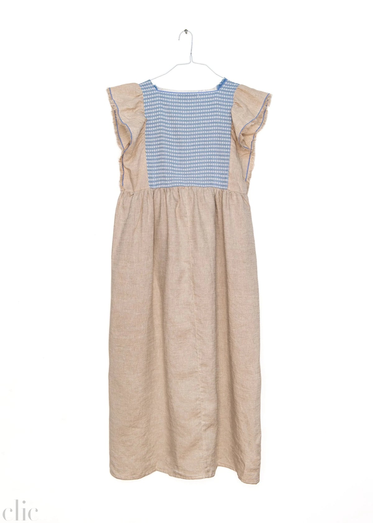 Jilly Long Dress in Natural and Blue, from Nina Leuca