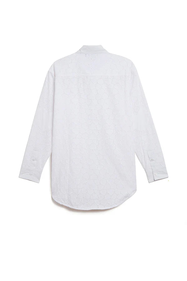 Cotton Eyelet Oversized Shirt in White, from Jocelyn