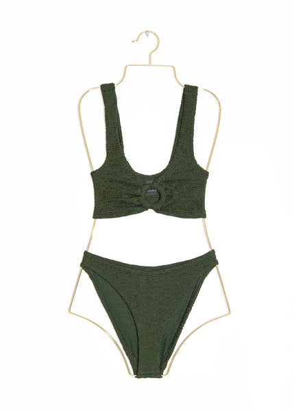 ビキニ Hunza G FW25 'Julia' bikini (JULIABIKINI LLICMINT) Julia Bikini in Metallic Khaki, from Hunza G