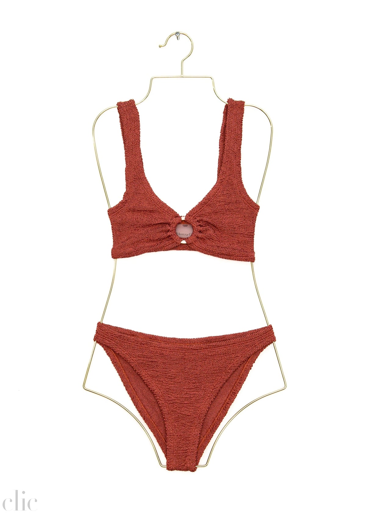 Julia Bikini With Gold Hoop in Metallic Rose, from Hunza G