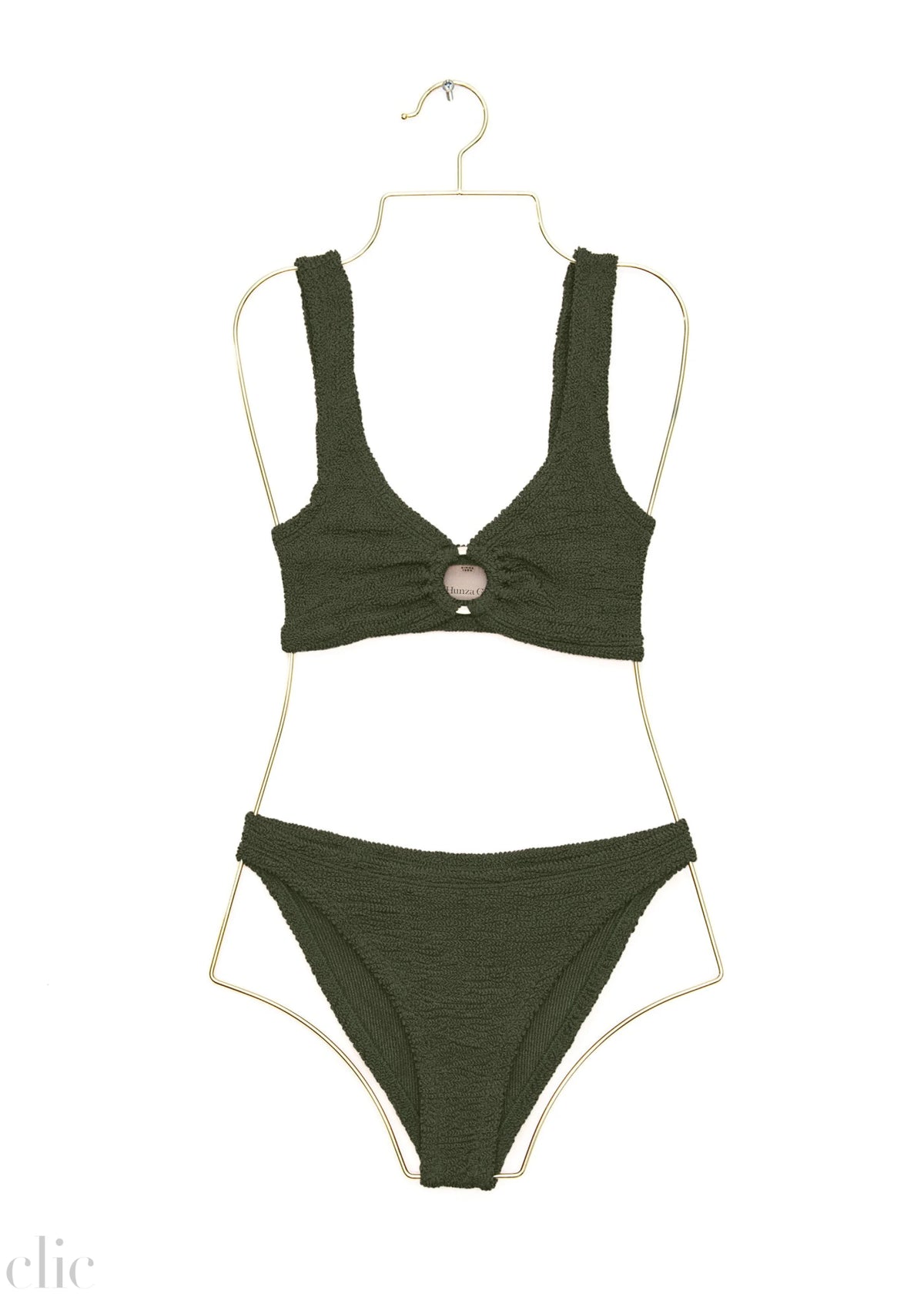 Julia Bikini With Gold Hoop in Metallic Khaki, from Hunza G