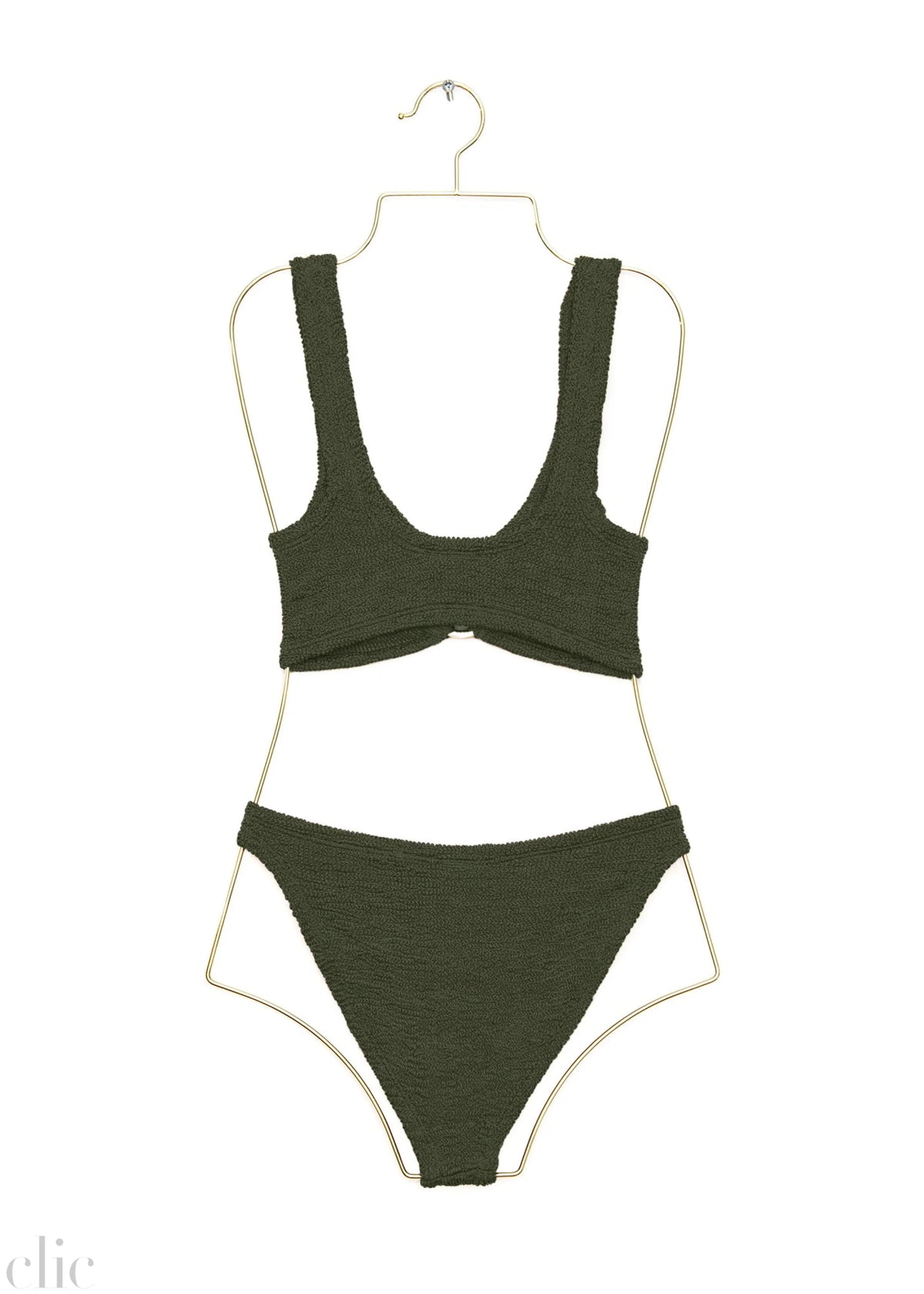 Julia Bikini With Gold Hoop in Metallic Khaki, from Hunza G