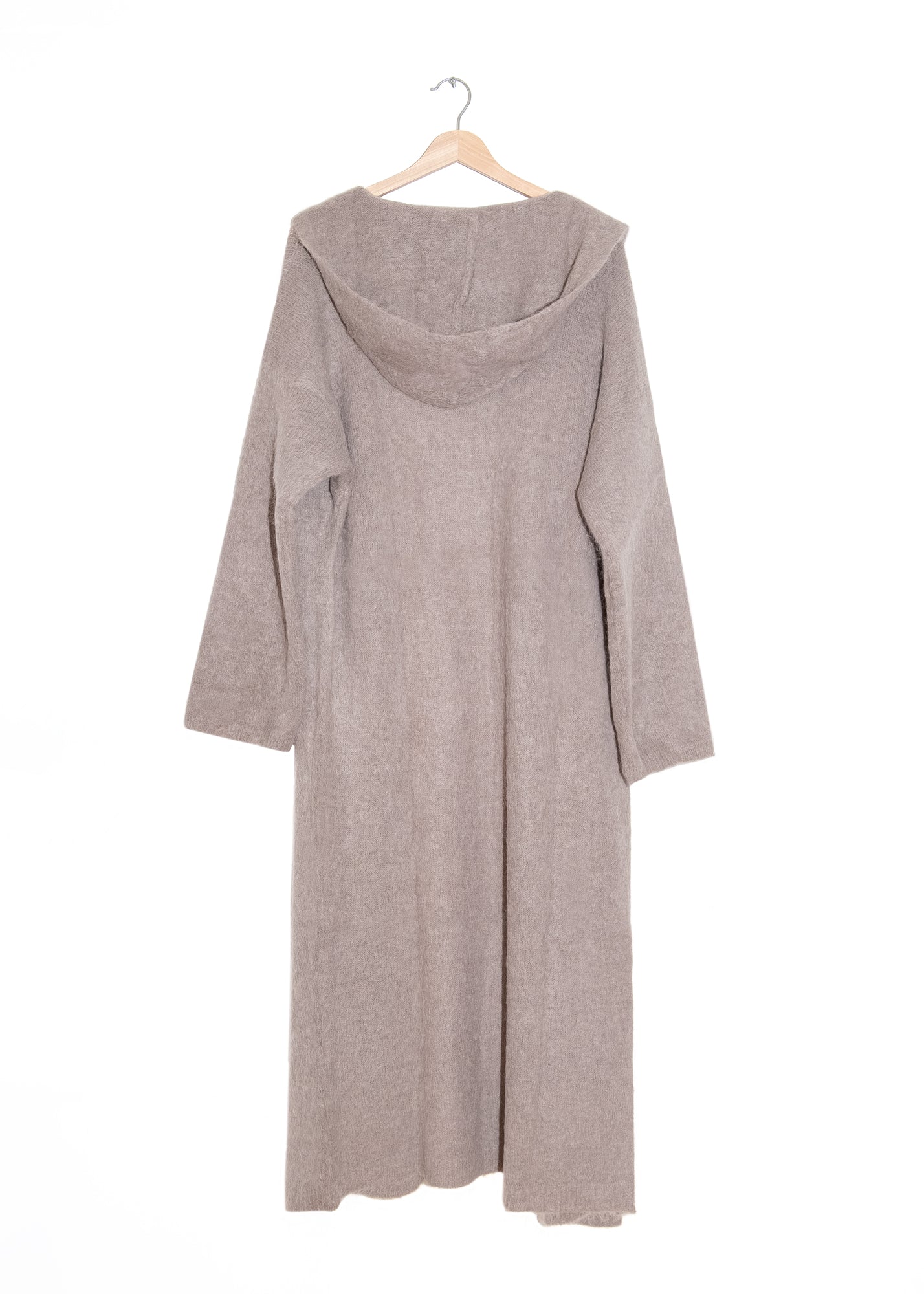 June Long Alpaca Cardigan with Hood in Light Taupe, from American Dreams