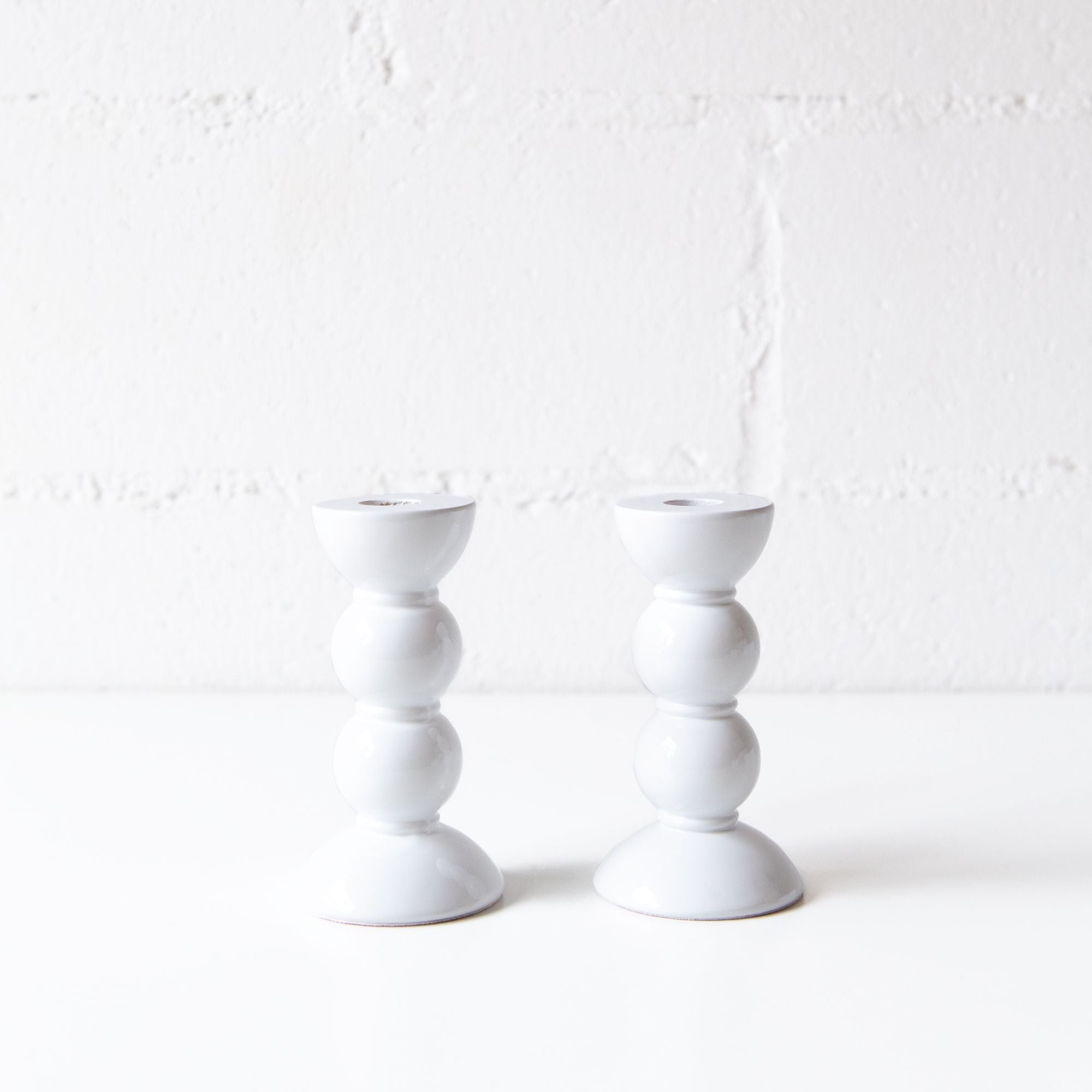 5.5" Bobbin Candlestick Holder in White, from Addison Ross