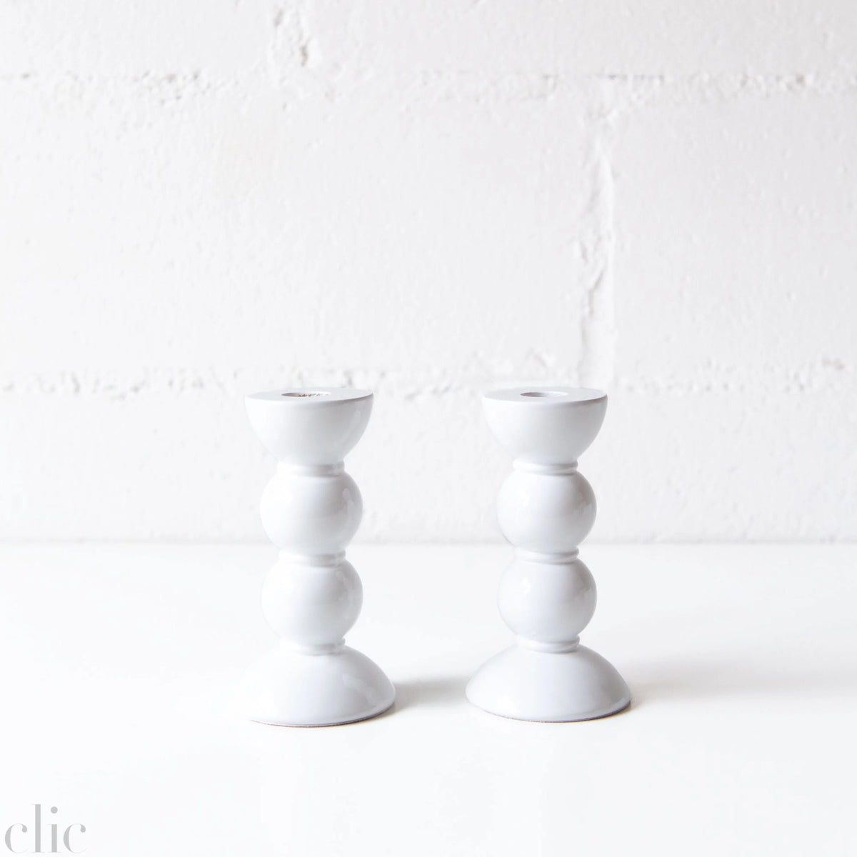 Bobbin Candlestick Holder 5.5" in White