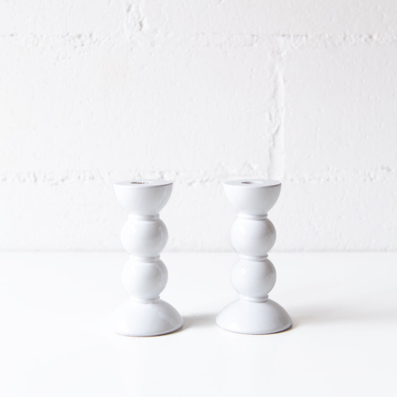 Bobbin Candlestick Holder in White, from Addison Ross