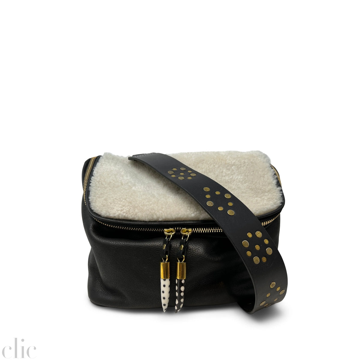 Mini Rough Night Crossbody in Natural Shearling and Black Leather, from Kempton & Co.