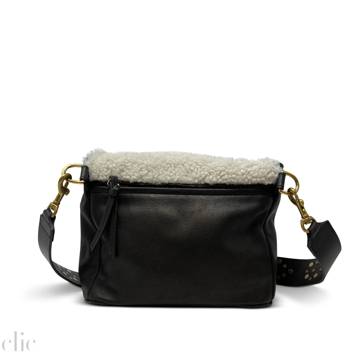 Mini Rough Night Crossbody in Natural Shearling and Black Leather, from Kempton & Co.