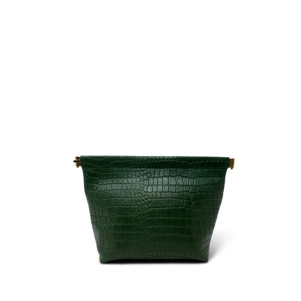 Snap Make Up Bag in Forest Croco