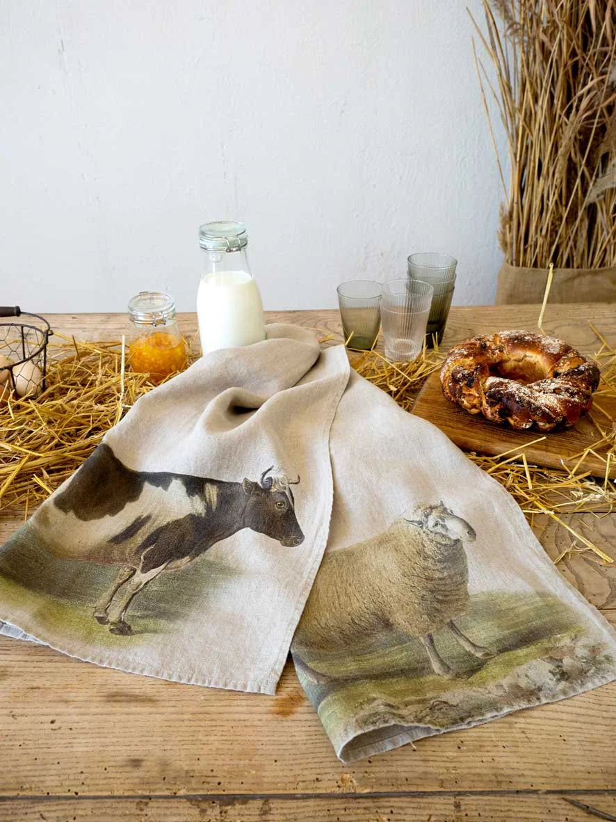 Sheep and Cow Kitchen Towel, from Linoroom