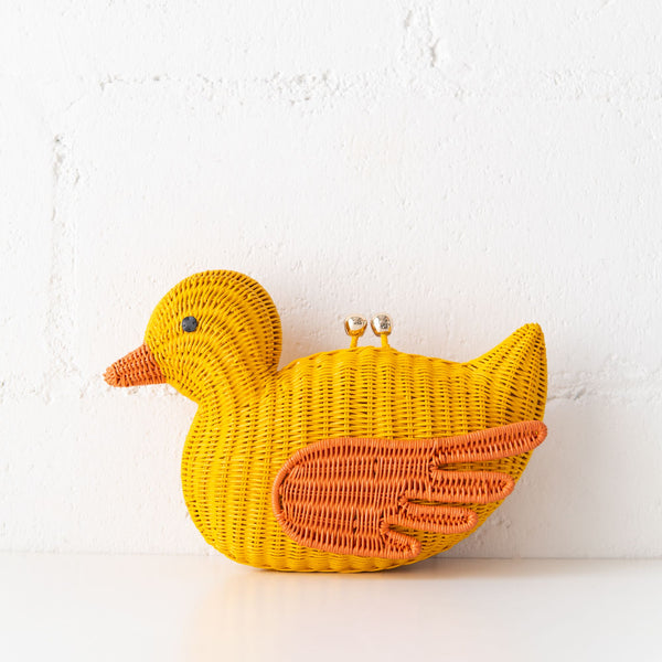 Kevin Duck Wicker Bag in Yellow, from Serpui