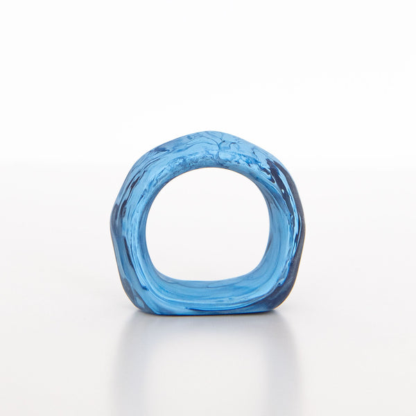 Set of 6 Napkin Rings in Denim Swirl, from Nashi Home