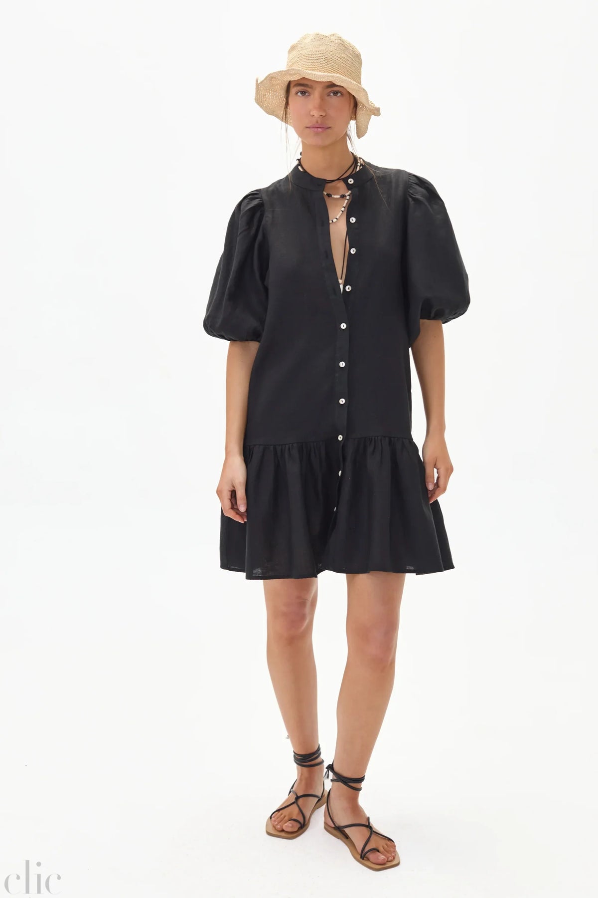 Carmela Linen Dress in Black, from Lanhtropy