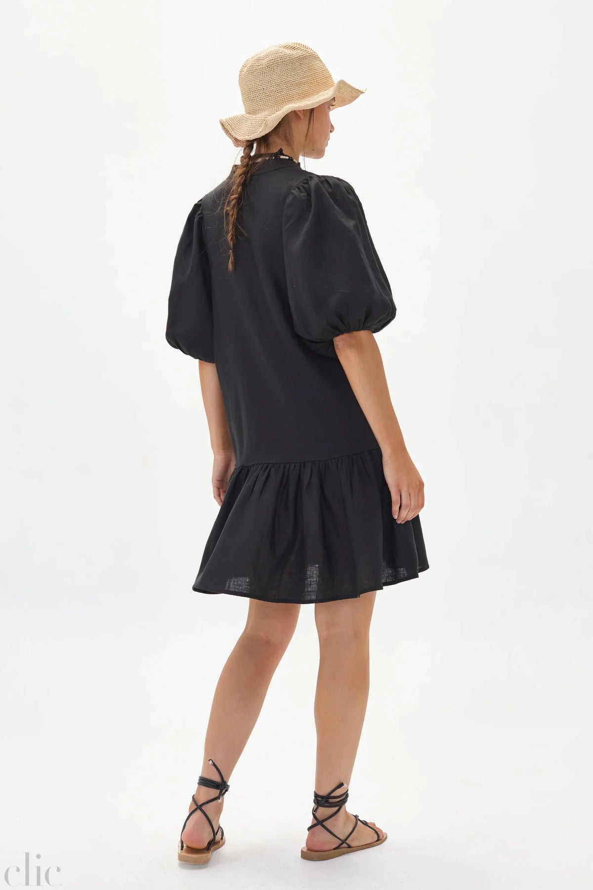 Carmela Linen Dress in Black, from Lanhtropy