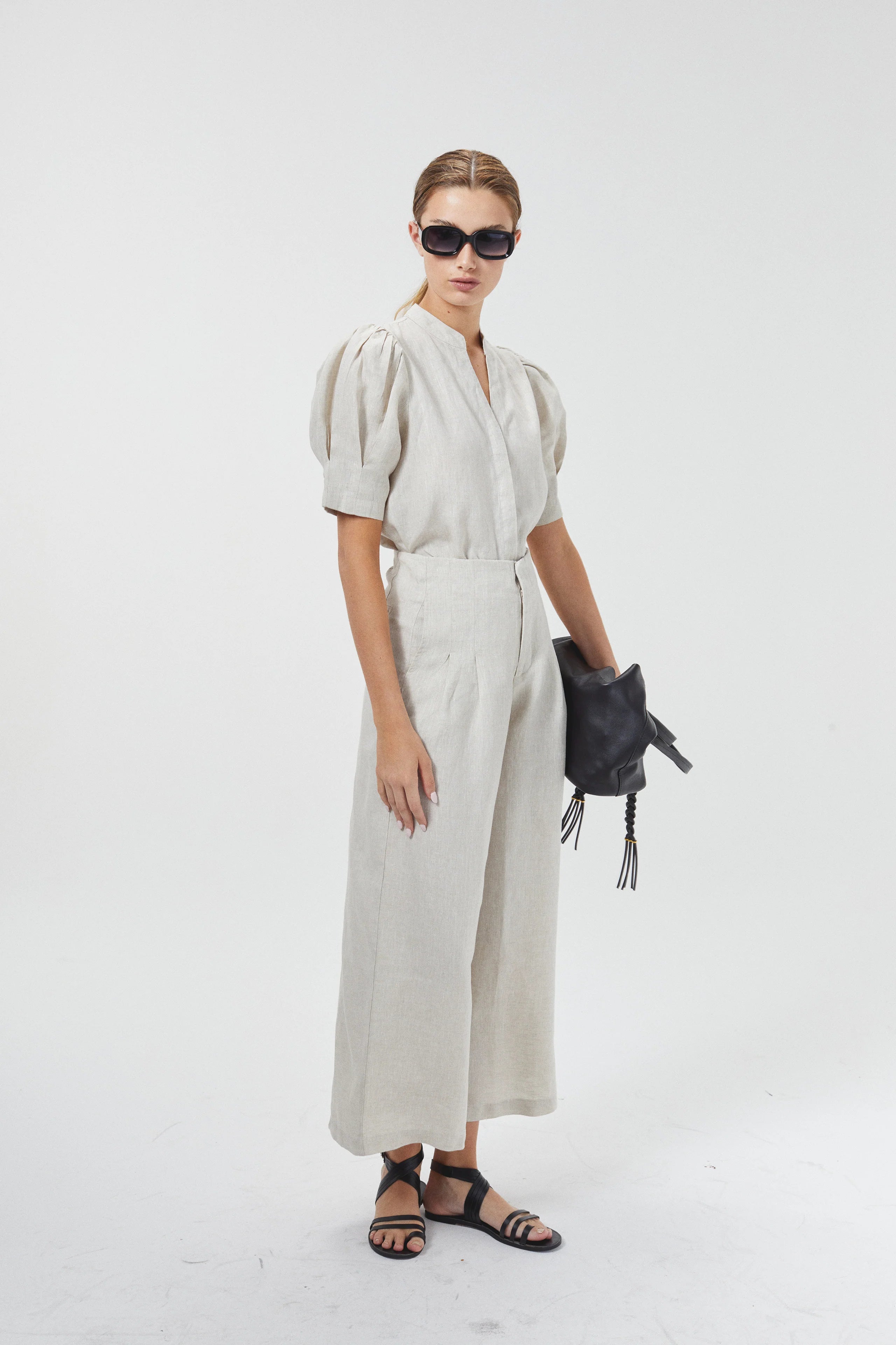 Culotte Linen Pant in Natural, from Lanhtropy