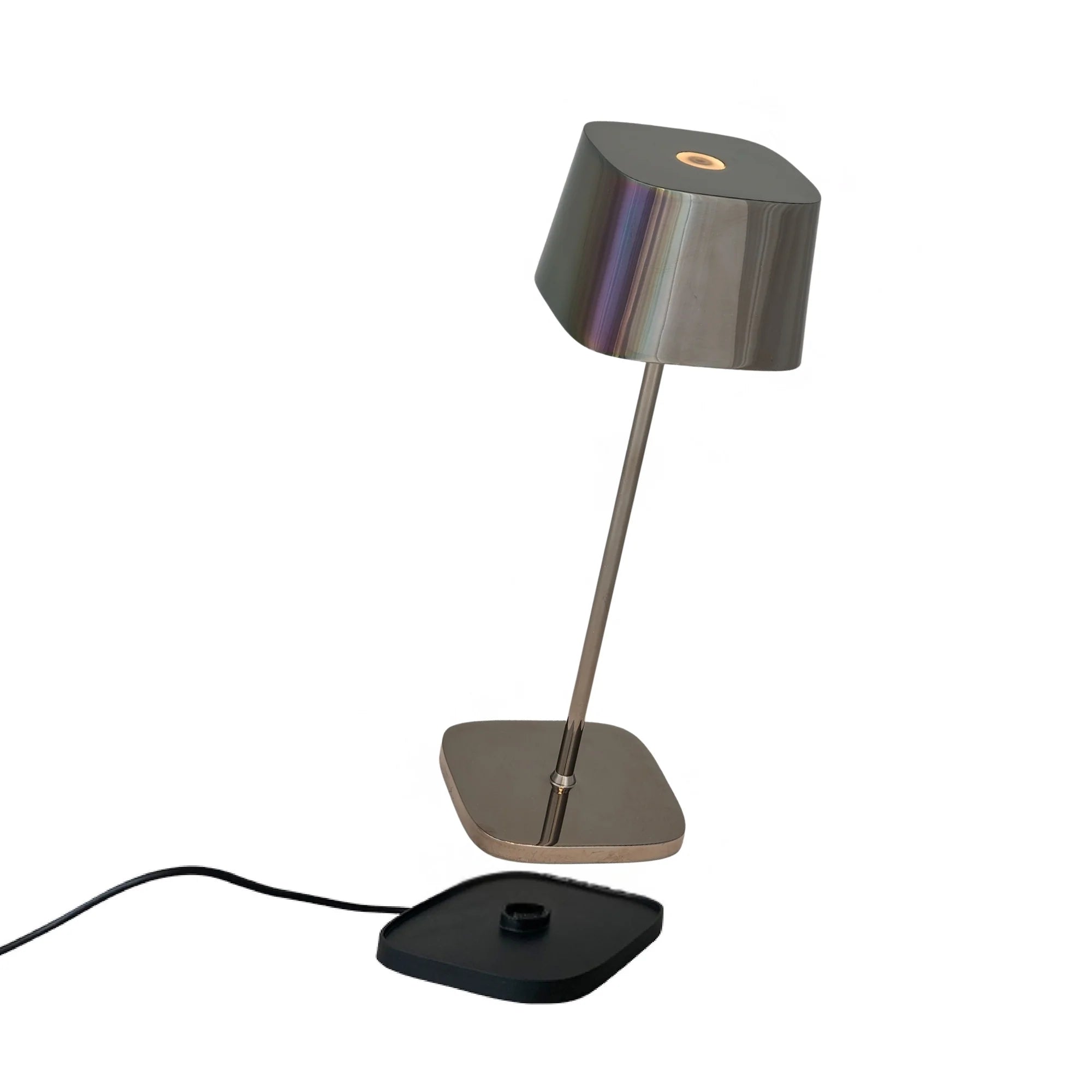 Ofelia Cordless Table Lamp in Black Chrome, from Zafferano
